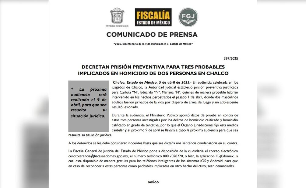 Imagen: Fiscalía del Estado de México